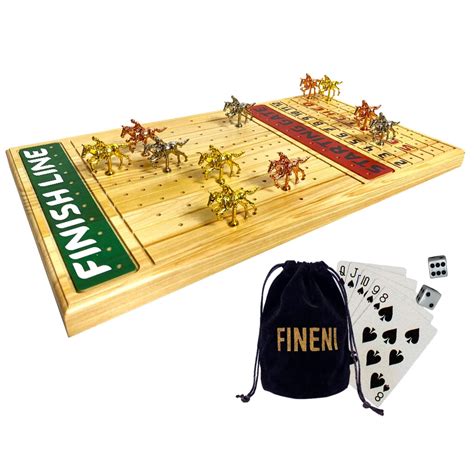 fineni|horse racing board game with metal horses.